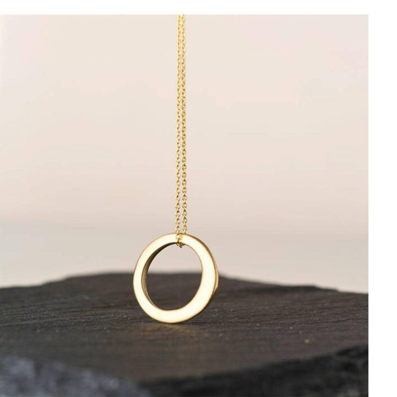 Massive Gold Karma Halskette Kreis Anhänger, Unendlichkeit Charm, 9K 14K 18K 248D von thalassajewelry