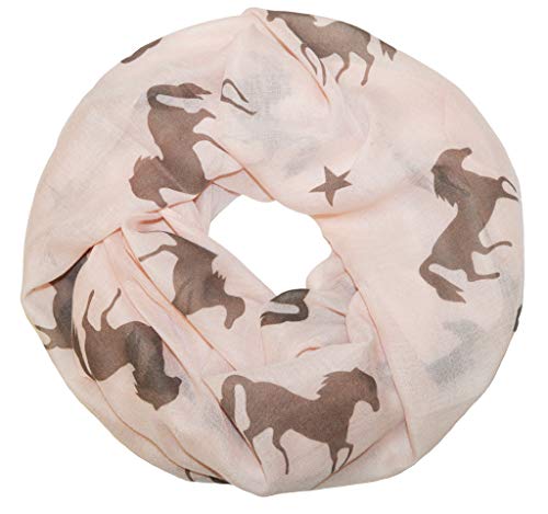 thb Richter Damen Schlauchschal Pferd Rundschal Loopschal Pferde Horse Schal Loop Halstuch Stern (rosa) von thb Richter