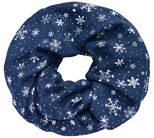 Loopschal Paris Ankern Pünktchen Schal Schlauchschal Rundschal Halstuch Eiffelturm Anker Stadt Städte Loop Vintage Maritim (Snowflakes - Navy mit Silber) von thb Richter