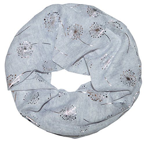 thb Richter Loopschal Rundschal mit Pusteblume Muster Schlauchschal Schals Halstuch Loop Natur Pusteblumen Blumen Print Aufdruck (Vintage-Silbergrau) von thb Richter