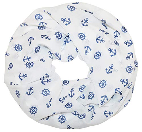 Loopschal Schlauchschal mit Maritim muster Schal Rundschal Weich Soft Anker Beacon Leuchtturm Rettungsring Anchor Nautisch Halstücher (Frühling & Sommer-01#) von thb Richter