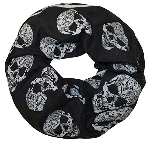 thb Richter Damen/Herren Schlauchschal Loopschal Halstuch Rundschal Tücher Schals mit Totenkopf-Muster Skull Halloween Farbe-Schwarz/Black von thb Richter