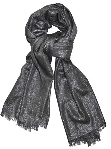 thb Richter Damen Glitzerschal Schlauchschal Loopschal Einfarbig Uni Sommerschal mit Glitzer Strass Loop Tuch Tücher Schals (Glitzerschal - Charcoal) von thb Richter