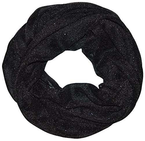 thb Richter Damen Glitzerschal Schlauchschal Loopschal Einfarbig Uni Sommerschal mit Glitzer Strass Loop Tuch Tücher Schals (Schwarz) von thb Richter