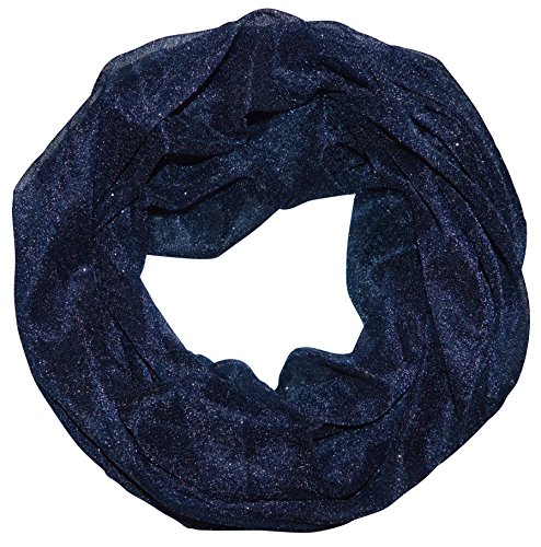 thb Richter Damen Glitzerschal Schlauchschal Loopschal Sommerschal mit Glitzer Strass Loop Tuch Tücher Schals (Marine) von thb Richter