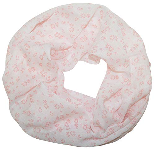 thb Richter Damen Loopschal Rundschal mit Blumen Blümchen Schlauchschal Blüten Kamille Schal Luftig weich Leicht Frühling/Sommer (LeichtRosa) von thb Richter