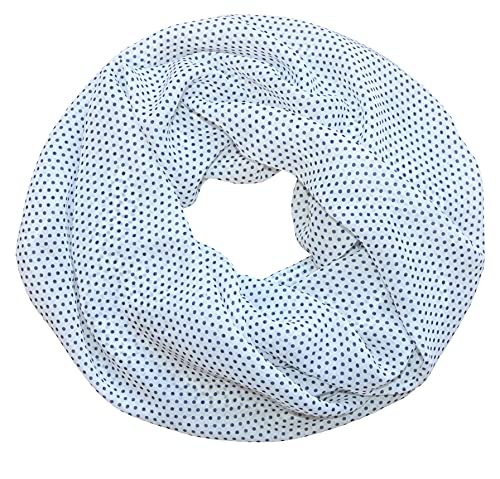 thb Richter Damen Loopschal Schlauchschal Punkte Pünktchen Halstuch Rundschal Leicht Weich gepunktet Tücher Schals Punkt (Weiß) von thb Richter