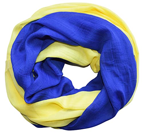 thb Richter Damen Loopschal Schlauchschal Rundschal Halstuch Seidig Extraweich luftig Unifarben Frühling & Sommer Blau-Gelb Ukraine-Farben/Farbe der Ukraine-Flagge/Fahne von thb Richter