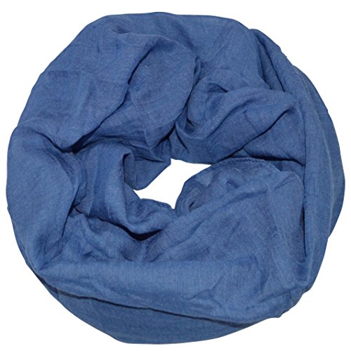 thb Richter Damen Loopschal Schlauchschal Rundschal unifarben einfarbig basic Frühling Sommer Uni Farben (Jeansblau) von thb Richter