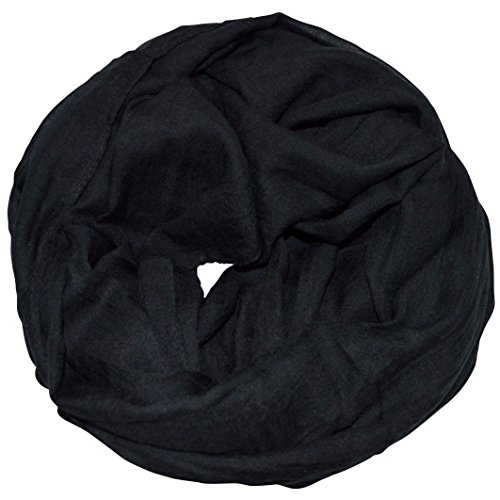 thb Richter Damen Loopschal Schlauchschal Rundschal unifarben einfarbig basic Frühling Sommer Uni Farben (Schwarz) von thb Richter