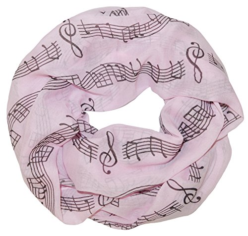 thb Richter Damen Schlauchschal Musiknoten Musik Rundschal Notenschlüsse Loopschal Kunst (Spring/Summer - Rosa) von thb Richter