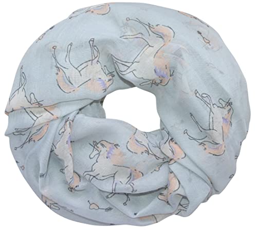 thb Richter Damen Schlauchschal Pferd Rundschal Loopschal Pferde Horse Schal Loop Halstuch Scarf (Pferde & Herze - 4#), Umfang -- ca.180cm, Breite -- ca.90cm von thb Richter