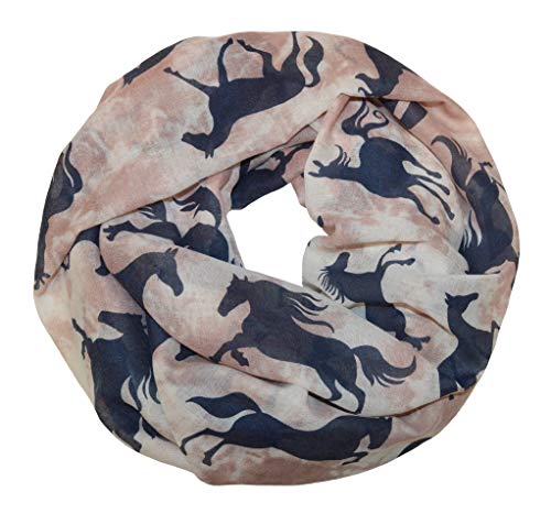 thb Richter Damen Schlauchschal Pferd Rundschal Loopschal Pferde Horse Schal Loop Halstuch Sterne (Batik-Altrosa) von thb Richter