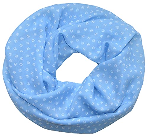 thb Richter Damen schlauchschal Loopschal Rundschal Schals Halstücher Ideal für Frühling & Sommer Anker Segelboot Maritim Meer See Urlaub Freizeit (Hellblau) von thb Richter