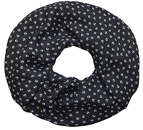 thb Richter Damen schlauchschal Loopschal Rundschal Schals Halstücher Ideal für Frühling & Sommer Anker Segelboot Maritim Meer See Urlaub Freizeit (Schwarz) von thb Richter