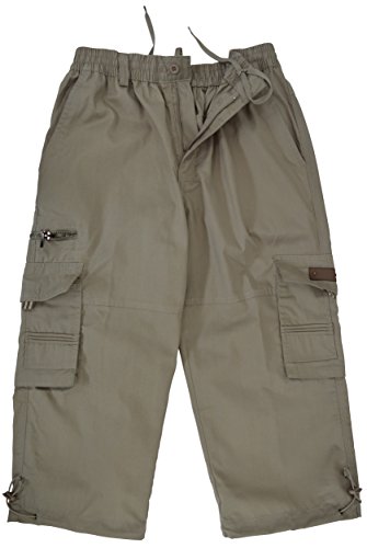 thb Richter Herren Bermuda Shorts Cargoshorts unifarbig Cargo Capri Kurze 3/4 Hose Outdoor (L, Beige) von thb Richter