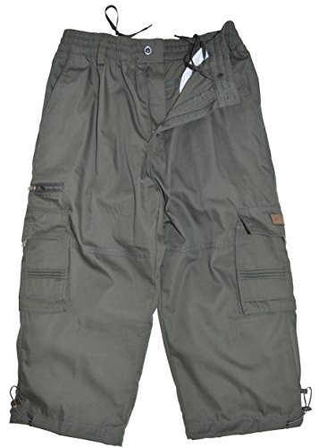 thb Richter Herren Bermuda Shorts Cargoshorts unifarbig Cargo Capri Kurze 3/4 Hose Outdoor (M, Dunkelgrau) von thb Richter