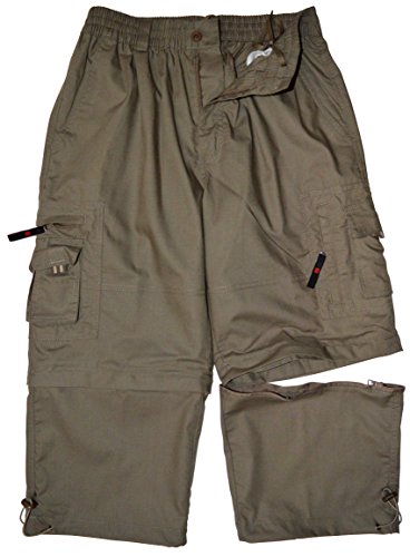 thb Richter Herren Cargo Shorts Zip-Off Bermuda unifarbig Cargoshorts Capri Kurze 3/4 & 1/2 Hose Outdoor Sommer (XXXL, Dunkelbeige) von thb Richter