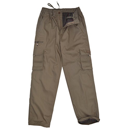 thb Richter Herren Cargohose mit Innenfutter Futter aus Cotton Freizeithose Work Arbeitshose Pants gefüttert Men's (M, Dunkelbeige) von thb Richter