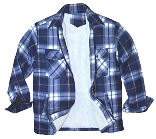 thb Richter Herren Thermohemd/Jacke mit Plüschfell Fleece Innenfutter Holzfällerjacke Arbeitsjacke Flanelljacke Kariert Karo warm gefüttert (L, Farbe-1#) von thb Richter