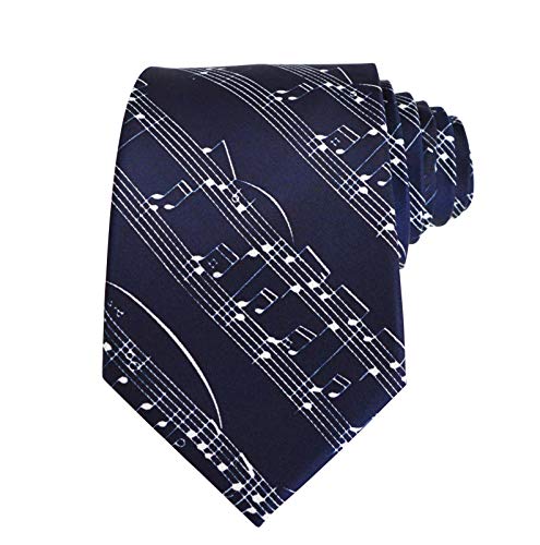 thb Richter Krawatte/Necktie mit Musiknoten Notenschlüsse für Musikveranstaltungen/Chor/Musiker (Krawatte - Navy) von thb Richter