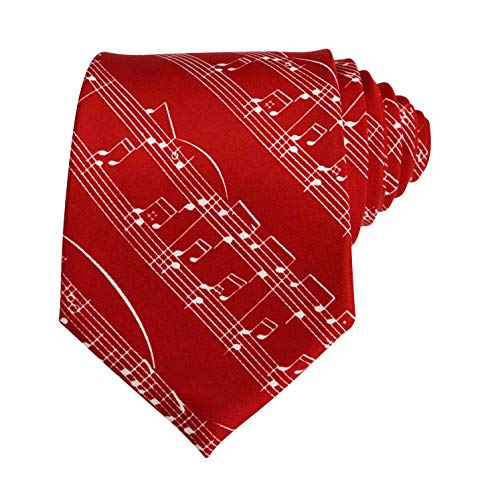 thb Richter Krawatte/Necktie mit Musiknoten Notenschlüsse für Musikveranstaltungen/Chor/Musiker (Krawatte - Rot) von thb Richter