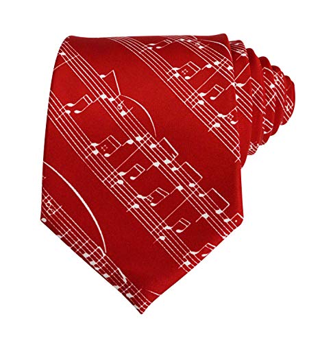 thb Richter Krawatte/Necktie mit Musiknoten Notenschlüssel für Musikveranstaltungen/Chor/Musiker (Krawatte - Rot) von thb Richter