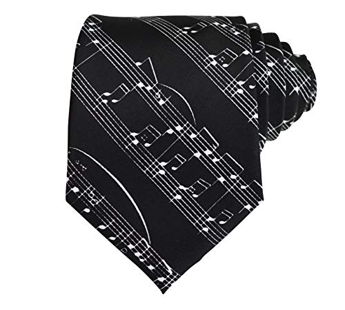 thb Richter Krawatte/Necktie mit Musiknoten Notenschlüssel für Musikveranstaltungen/Chor/Musiker (Krawatte - Schwarz) von thb Richter