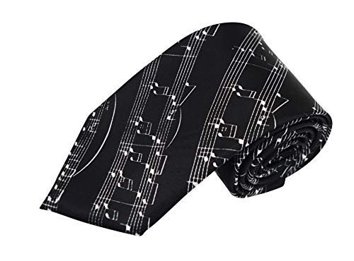 thb Richter Krawatte Necktie mit Musiknoten Notenschlüsse für Musik-Veranstaltungen Chor Music Choir (Schwarz) von thb Richter