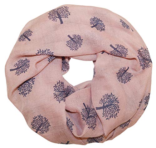 thb Richter Loopschal Rundschal mit Laubbaum Muster Schlauchschal Schals Baum Bäume Baumblätter Halstuch Loop Natur Tree Baumwolle (Altrosa) von thb Richter