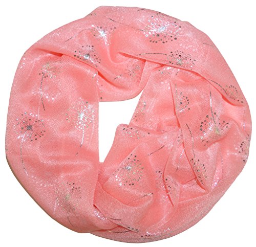 thb Richter Loopschal Rundschal mit Pusteblume Muster Schlauchschal Schals Halstuch Glänzend Leicht Weich Loop Natur Pusteblumen Blumen Metallic Silber Print Aufdruck (Rosa-2#) von thb Richter