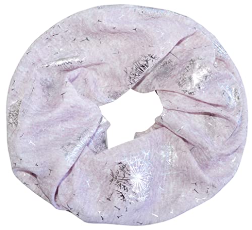 thb Richter Loopschal Rundschal mit Pusteblume Muster Schlauchschal Schals Halstuch Loop Natur Pusteblumen Blumen Print Aufdruck (Flying - Vintage - Altrosa) von thb Richter