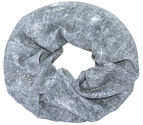 thb Richter Loopschal Rundschal mit Pusteblume Muster Schlauchschal Schals Halstuch Loop Natur Pusteblumen Blumen Print Aufdruck (Flying - Vintage - Charcoal) von thb Richter