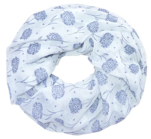 thb Richter Loopschal Rundschal mit Pusteblume Muster Schlauchschal Schals Halstuch Loop Natur Pusteblumen Blumen Print Aufdruck (XL - Weiß mit Blau) von thb Richter