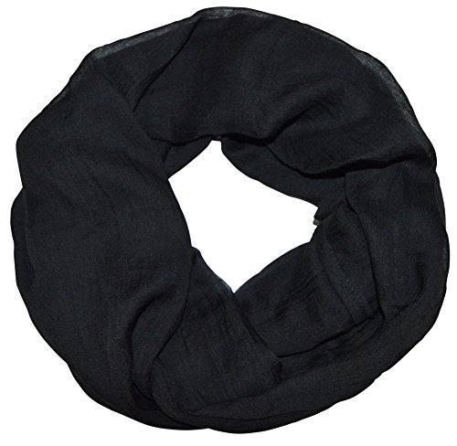 thb Richter Loopschal Schlauchschal Rundschal unifarben einfarbig basic Frühling Sommer Uni Farben Leicht (Schwarz) von thb Richter