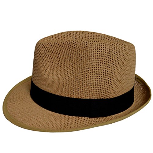 thb Richter Panamahut Strandhut Panama Hut Hat Urlaubshut Sommerhut Erntehut Strohhut Hüte Damen/Herren (Dunkelbeige) von thb Richter