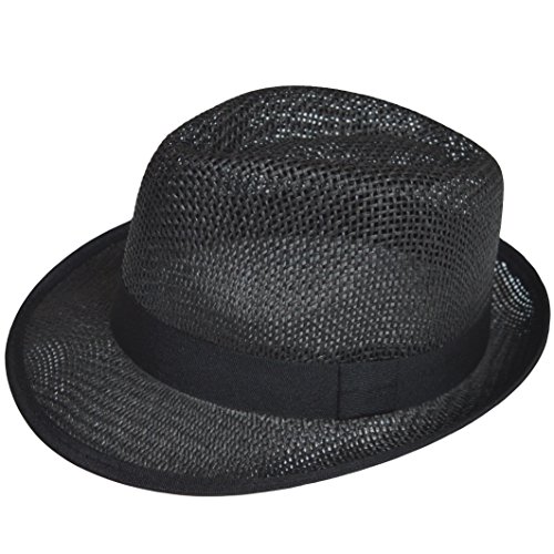 thb Richter Panamahut Strandhut Panama Hut Hat Urlaubshut Sommerhut Erntehut Strohhut Hüte Damen/Herren (Schwarz) von thb Richter