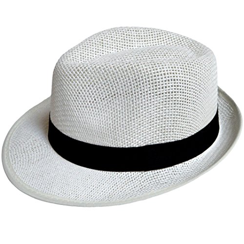 thb Richter Panamahut Strandhut Panama Hut Hat Urlaubshut Sommerhut Erntehut Strohhut Hüte Damen/Herren (Weiß) von thb Richter