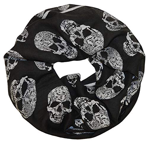 thb Richter Schal Tuch Totenkopf Schlauchschal Rundschal Loopschal Halstuch scarf Loop Skull (Loopschal-schwarz) von thb Richter