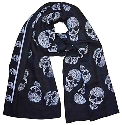 thb Richter Schal Tuch Totenkopf Schlauchschal Rundschal Loopschal Halstuch scarf Loop Skull (Schal-schwarz) von thb Richter