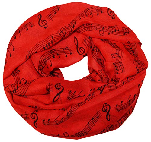thb Richter Schlauchschal/Schal und Krawatte/Necktie mit Musiknoten Notenschlüssel für Musik-Veranstaltungen Chor Rundschal Loopschal Kunst (Rot mit Schwarz) von thb Richter