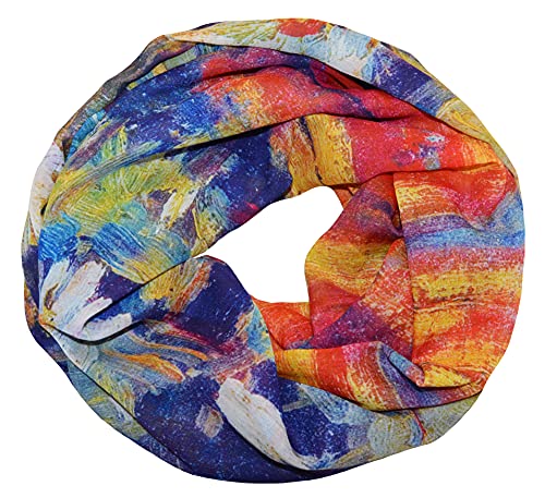 thb Richter Schlauchschal Loopschal Rundschal Halsschal Tücher Buntfarben Farbig weich seidig Leicht Frühling Sommer Herbst Kunst Malerei Farbenfreudig (Farben-1#) von thb Richter