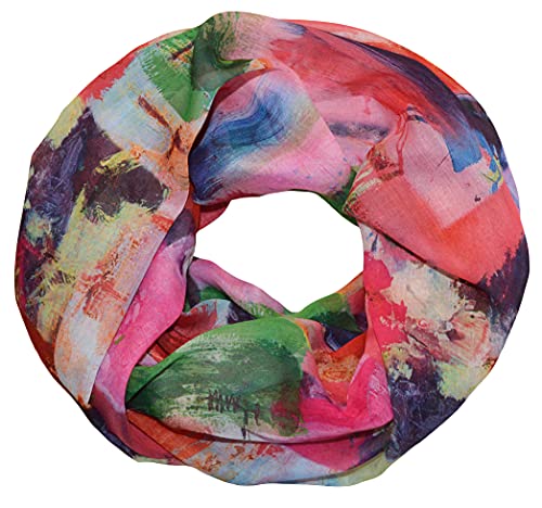 thb Richter Schlauchschal Loopschal Rundschal Halsschal Tücher Buntfarben Farbig weich seidig Leicht Frühling Sommer Herbst Kunst Malerei Farbenfreudig (Farben-12#) von thb Richter