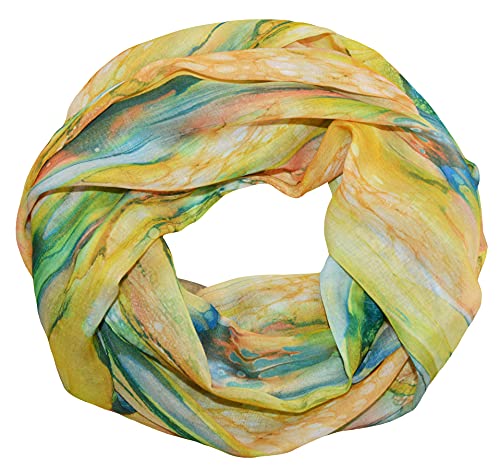 thb Richter Schlauchschal Loopschal Rundschal Halsschal Tücher Buntfarben Farbig weich seidig Leicht Frühling Sommer Herbst Kunst Malerei Farbenfreudig (Farben-13#) von thb Richter