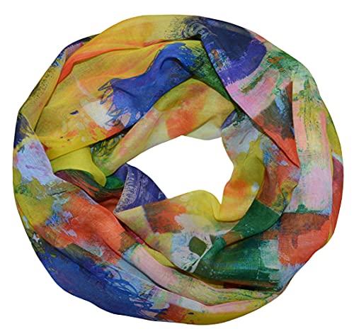 thb Richter Schlauchschal Loopschal Rundschal Halsschal Tücher Buntfarben Farbig weich seidig Leicht Frühling Sommer Herbst Kunst Malerei Farbenfreudig (Farben-2#) von thb Richter