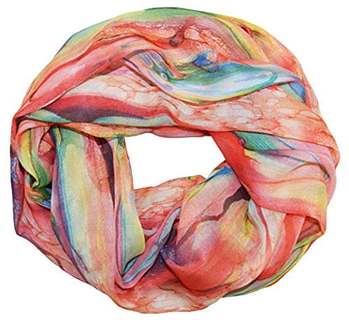 thb Richter Schlauchschal Loopschal Rundschal Halsschal Tücher Buntfarben Farbig weich seidig Leicht Frühling Sommer Herbst Kunst Malerei Farbenfreudig (Farben-23#) von thb Richter