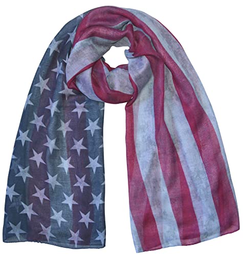 thb Richter XXL Schal Stola Amerika/USA Flagge Schals Tuch Halstuch Halstücher Tücher Stars and Stripes Sternenbanner Flagge der Vereinigten Staaten Blaugrau von thb Richter
