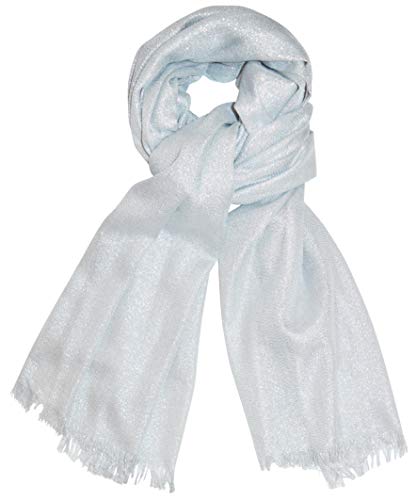 thb Richter XXL langer Schal mit Silk/Seiden-Feeling Halstuch Schals Glitzerschal SeidenweichTücher Stola Einfarbig uni Scarf 190cm X 95cm (Glitzerschal - Silbergrau) von thb Richter