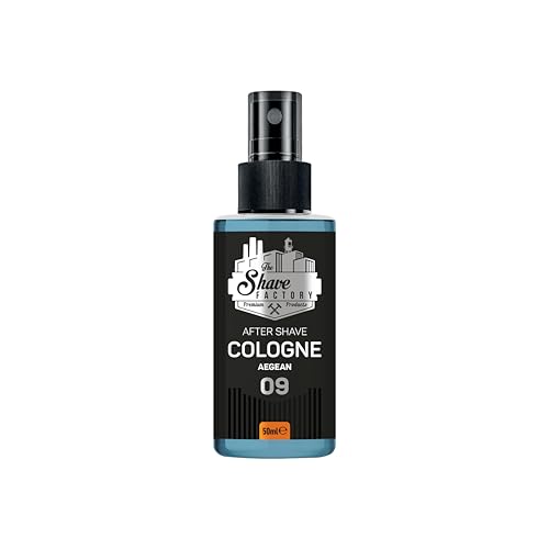 THE SHAVE FACTORY Aftershave-Kölnischwasser – Aegean 50ml – Klarer Zitrus- & Holzig-Duft für Männer – Erfrischendes & Elegantes Aftershave – Beruhigt die Haut & Reduziert Reizungen von the shave factory