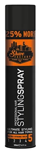 The Shave Factory® Hair Styling Spray |Ultra Strong hold 500ml | Haarspray | Hairspray | Haar Spray für echte Männer Styles | Männer Hairspray((1 Stück) von the shave factory